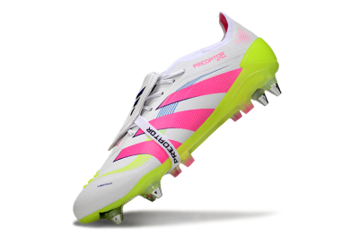 Adidas Predator 25 Elite Foldover Tongue SG Soft Ground Soccer Cleats - White/Pink/Yellow