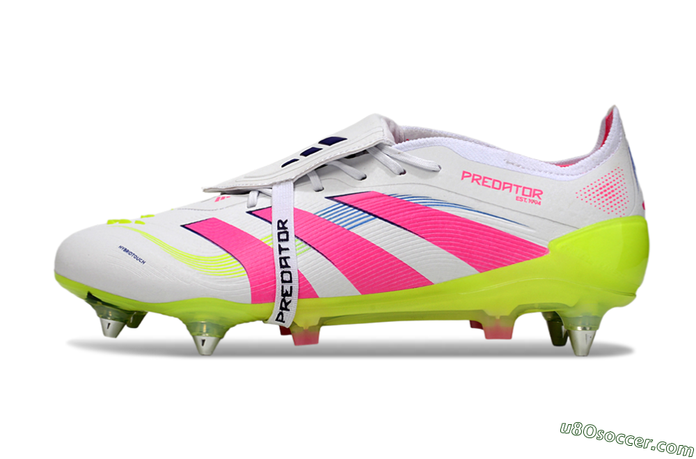 Adidas Predator 25 Elite Foldover Tongue SG Soft Ground Soccer Cleats - White/Pink/Yellow 2