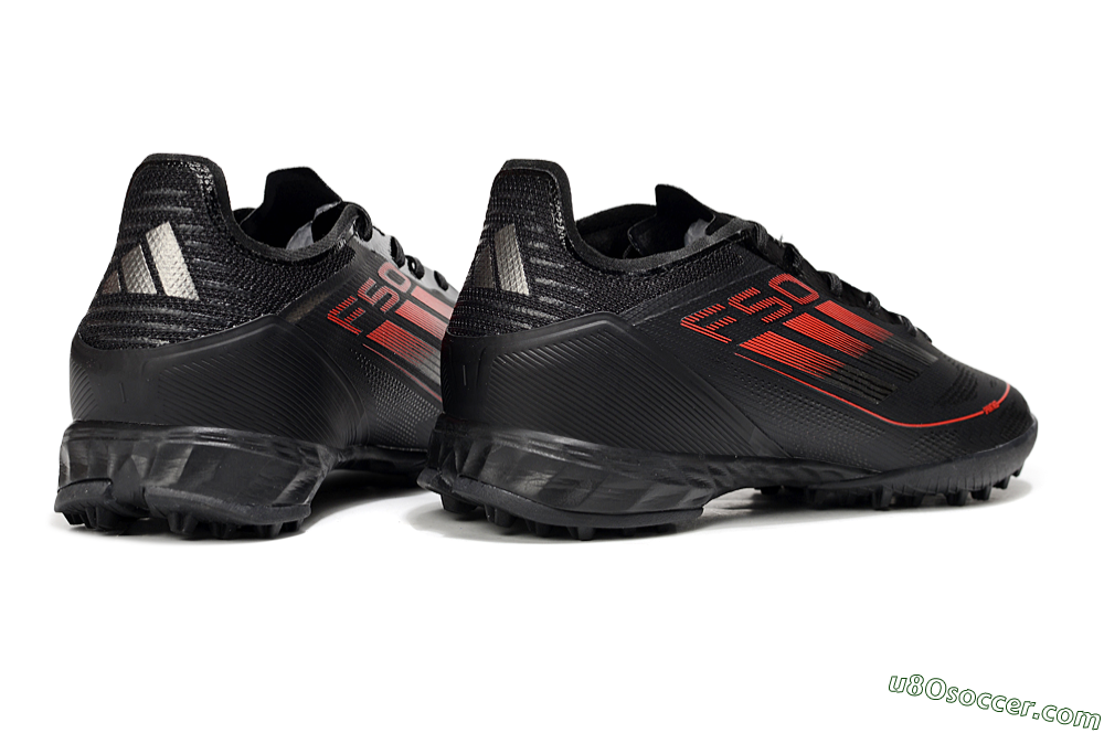 Adidas F50 Pro TF Artificial Turf Soccer Shoes - Black/Red/Silver 6