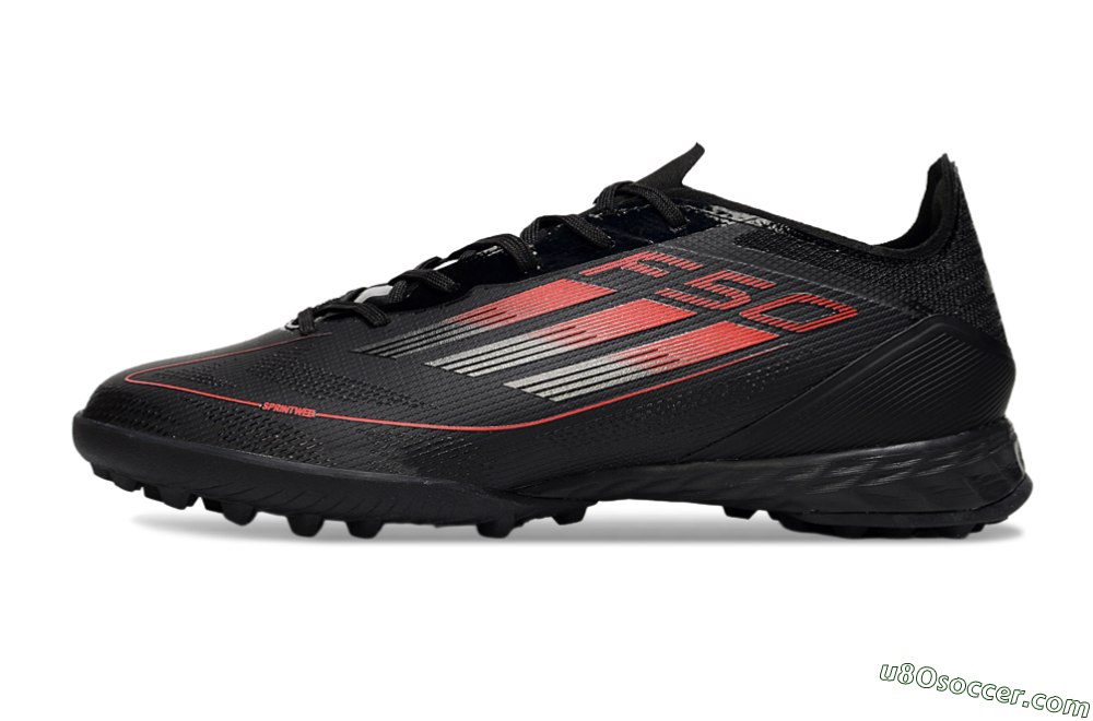 Adidas F50 Pro TF Artificial Turf Soccer Shoes - Black/Red/Silver 2