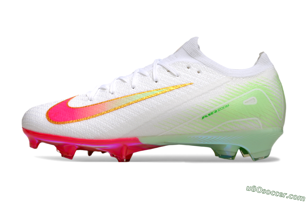 Nike Air Zoom Mercurial Vapor 16 Elite FG Firm Ground Soccer Cleats - White/Red/Gold 2