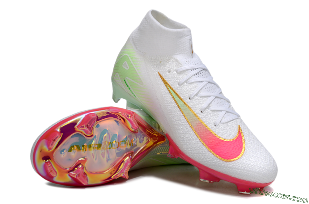 Nike Air Zoom Mercurial Superfly 10 Elite FG Firm Ground Soccer Cleats - White/Red/Gold 3
