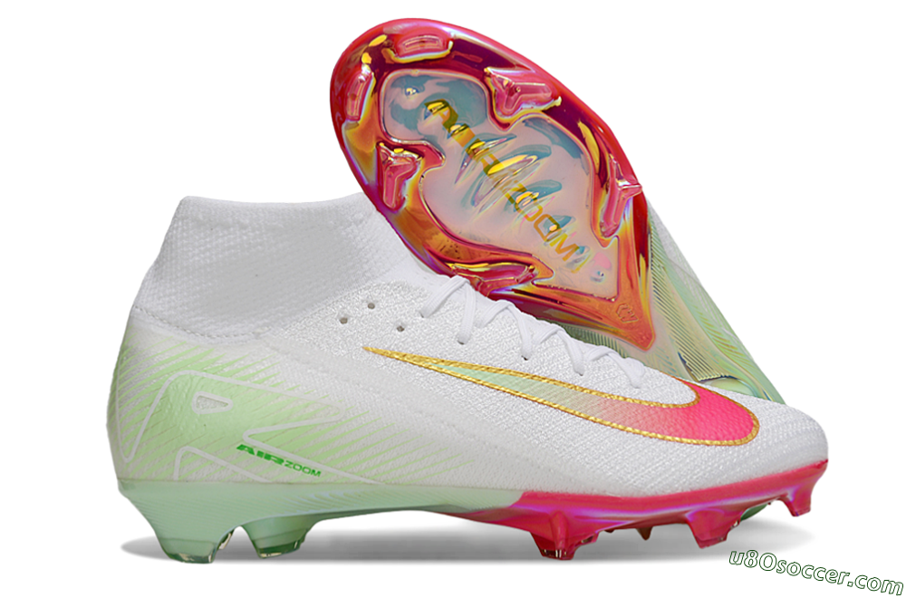 Nike Air Zoom Mercurial Superfly 10 Elite FG Firm Ground Soccer Cleats - White/Red/Gold 1