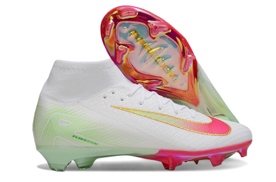 Nike Air Zoom Mercurial Superfly 10 Elite FG Firm Ground Soccer Cleats - White/Red/Gold