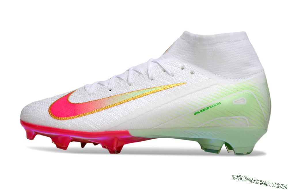 Nike Air Zoom Mercurial Superfly 10 Elite FG Firm Ground Soccer Cleats - White/Red/Gold 2