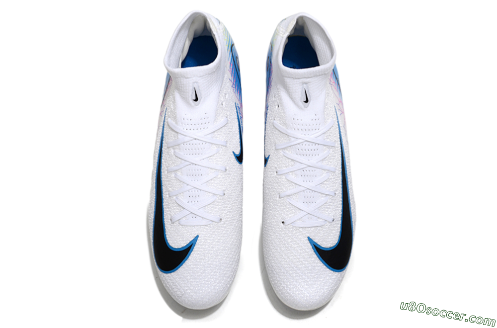 Nike Air Zoom Mercurial Superfly 10 Elite FG Firm Ground Soccer Cleats - White/Blue/Black 4