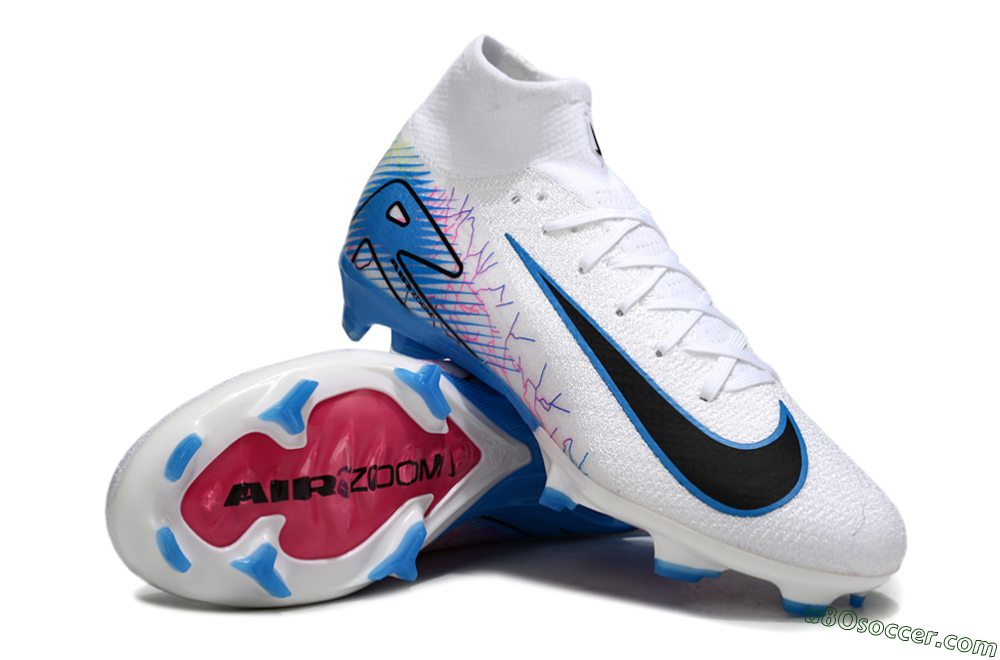 Nike Air Zoom Mercurial Superfly 10 Elite FG Firm Ground Soccer Cleats - White/Blue/Black 3