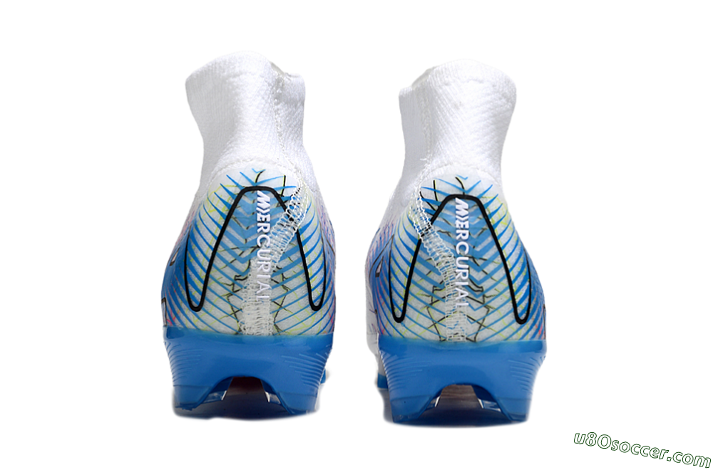 Nike Air Zoom Mercurial Superfly 10 Elite FG Firm Ground Soccer Cleats - White/Blue/Black 5
