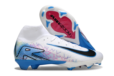 Nike Air Zoom Mercurial Superfly 10 Elite FG Firm Ground Soccer Cleats - White/Blue/Black