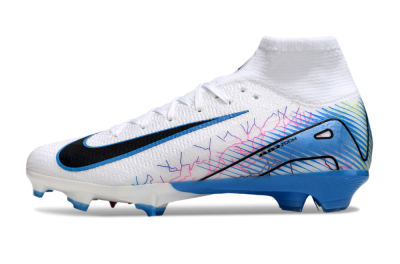 Nike Air Zoom Mercurial Superfly 10 Elite FG Firm Ground Soccer Cleats - White/Blue/Black