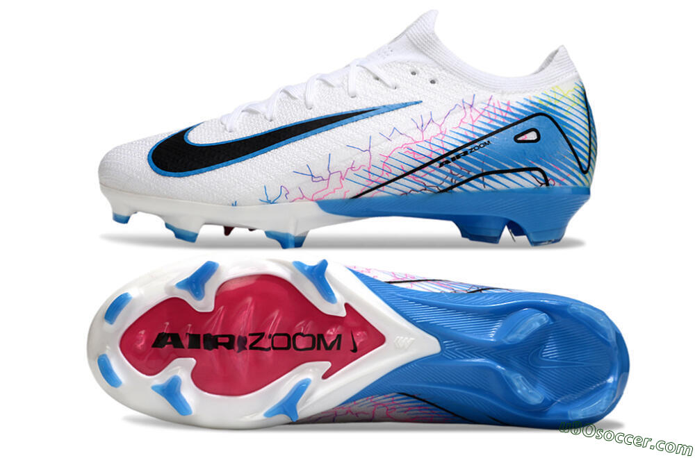 Nike Air Zoom Mercurial Vapor 16 Elite FG Firm Ground Soccer Cleats - White/Black/Blue 0