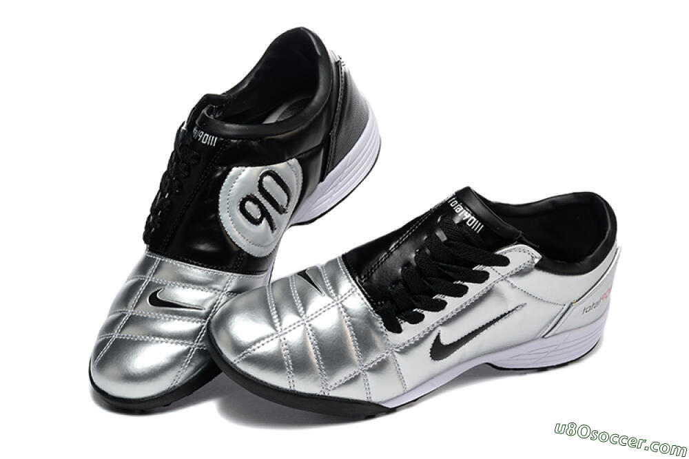 Nike Total 90 III TF Artificial Turf Soccer Shoes - Silver/Black/White 6