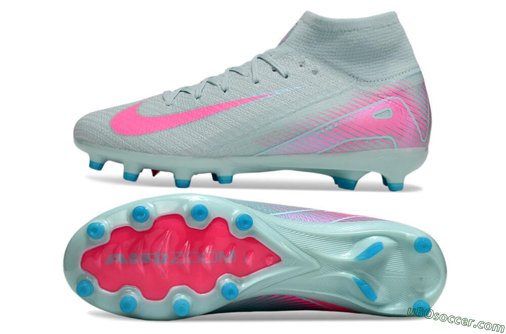 Nike Air Zoom Mercurial Superfly 10 Elite AG Artificial Grass Soccer Cleats - Jade/Pink 0