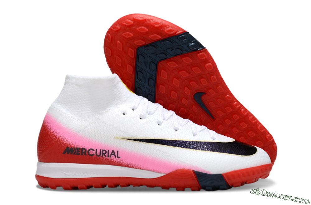 Nike Air Zoom Mercurial Superfly 10 Elite TF Artificial Turf Soccer Shoes - White/Black/Red 1