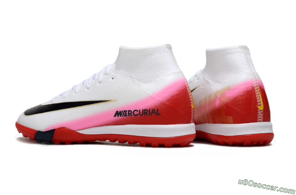 Nike Air Zoom Mercurial Superfly 10 Elite TF Artificial Turf Soccer Shoes - White/Black/Red 5