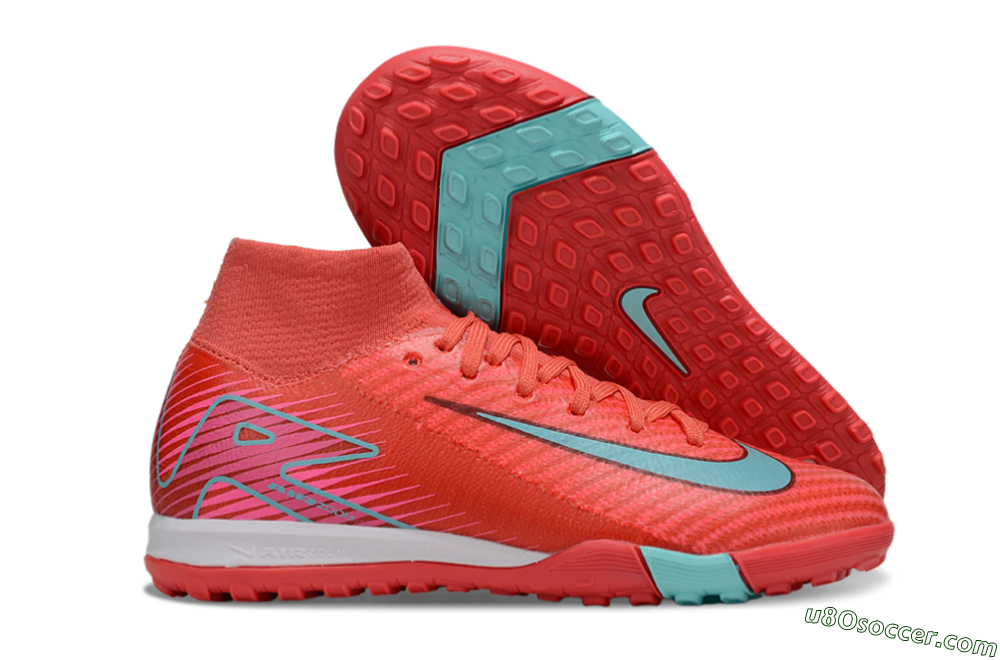 Nike Air Zoom Mercurial Superfly 10 Elite TF Artificial Turf Soccer Shoes - Red/Jade/Pink 1