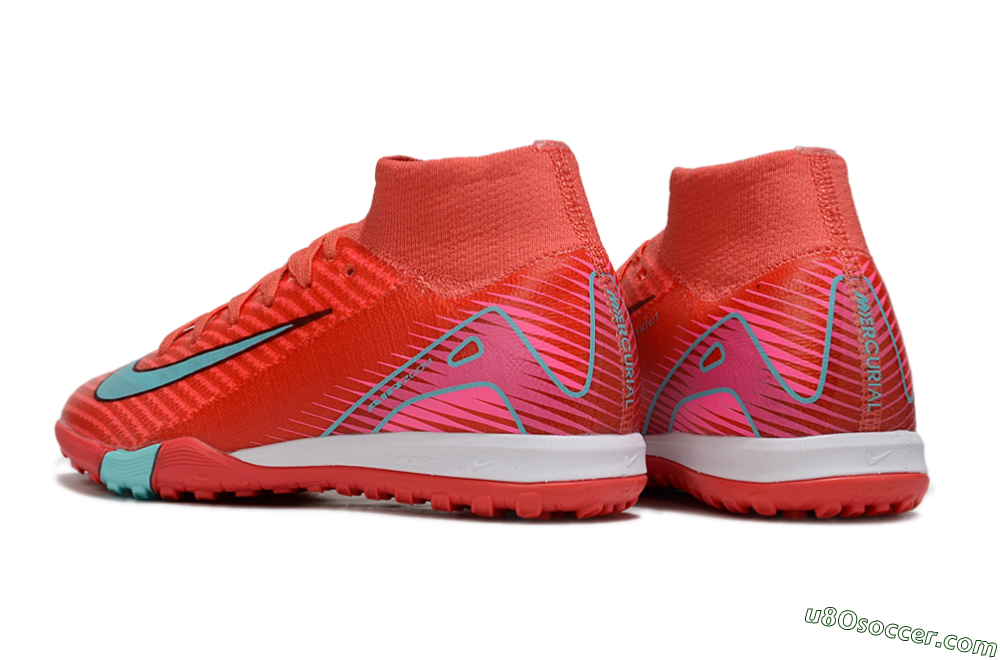 Nike Air Zoom Mercurial Superfly 10 Elite TF Artificial Turf Soccer Shoes - Red/Jade/Pink 5