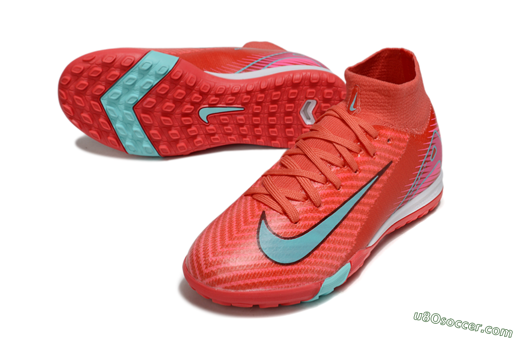 Nike Air Zoom Mercurial Superfly 10 Elite TF Artificial Turf Soccer Shoes - Red/Jade/Pink 3