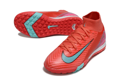 Nike Air Zoom Mercurial Superfly 10 Elite TF Artificial Turf Soccer Shoes - Red/Jade/Pink