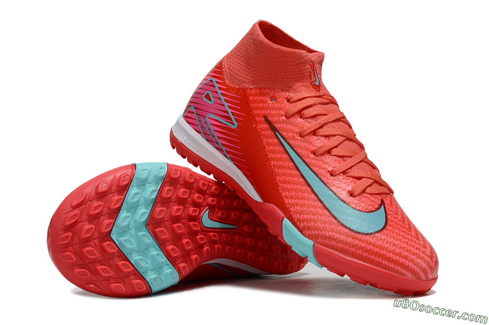 Nike Air Zoom Mercurial Superfly 10 Elite TF Artificial Turf Soccer Shoes - Red/Jade/Pink 0