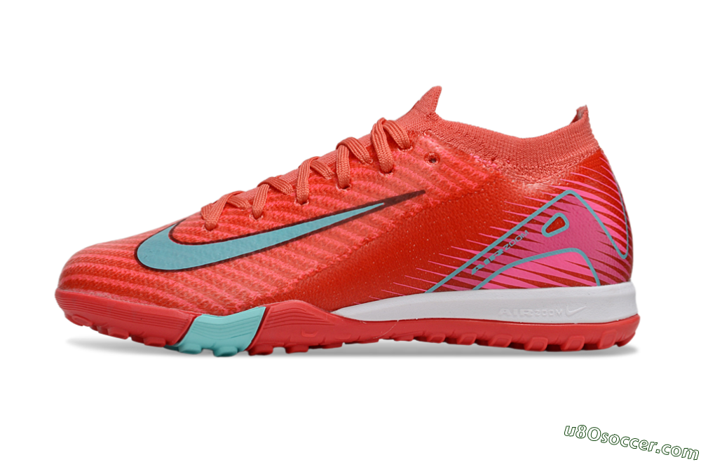 Nike Air Zoom Mercurial Vapor 16 Elite TF Artificial Turf Soccer Shoes - Red/Jade/White 2