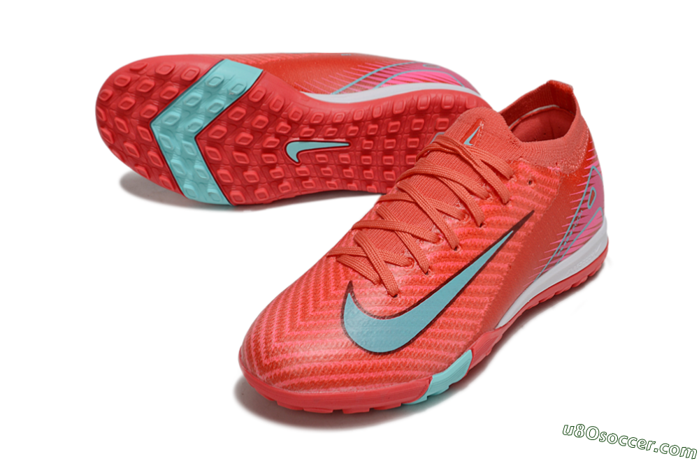 Nike Air Zoom Mercurial Vapor 16 Elite TF Artificial Turf Soccer Shoes - Red/Jade/White 3