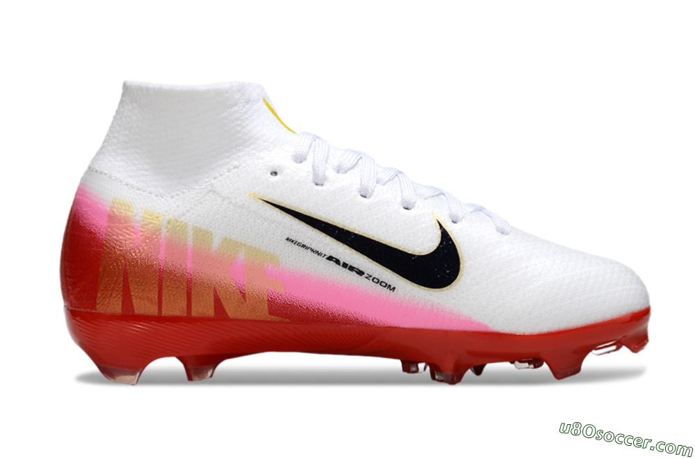 Nike Air Zoom Mercurial Superfly 10 Elite FG Firm Ground Soccer Cleats - White/Black/Red 5