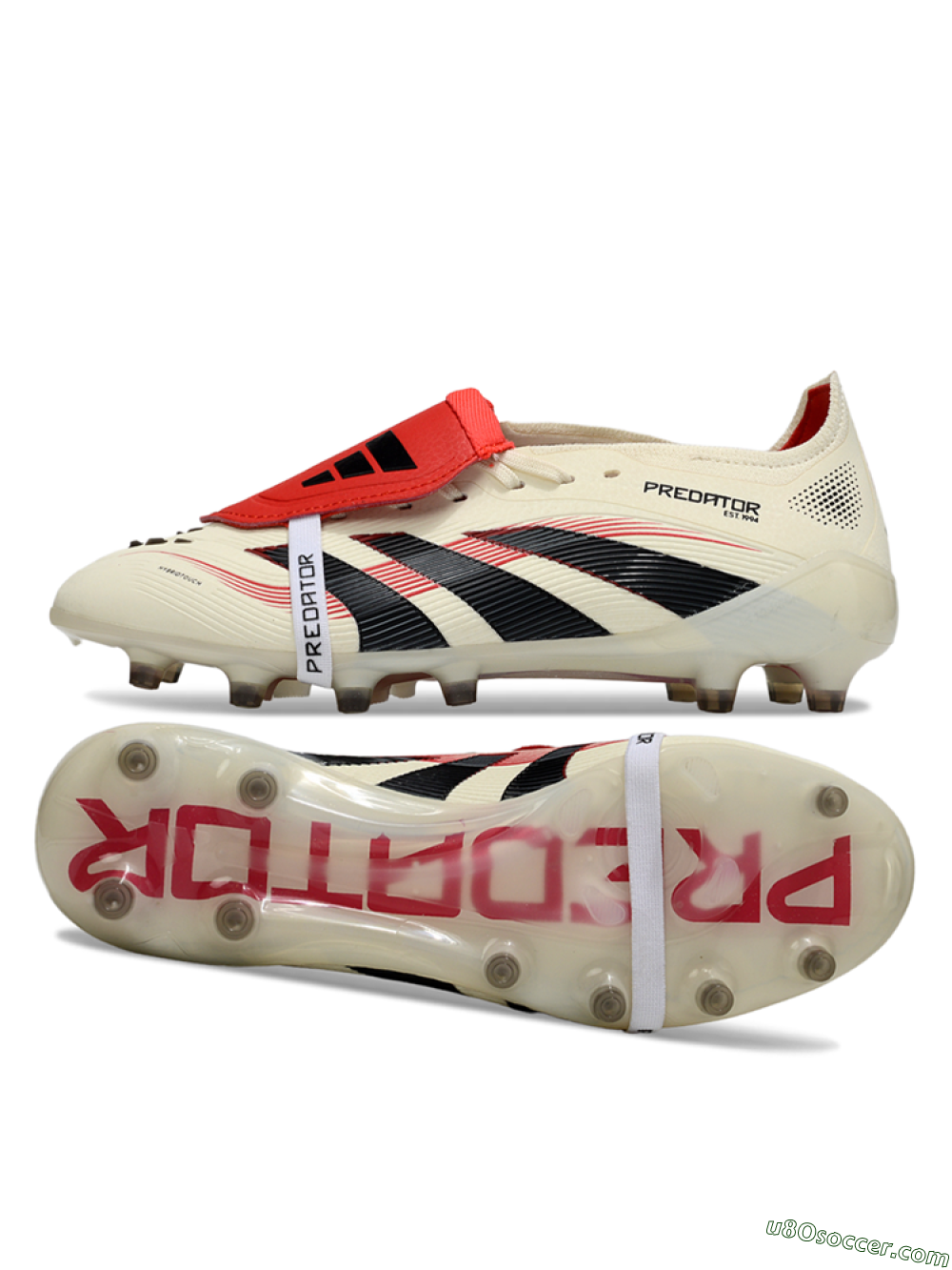 Adidas Predator 25 Elite Foldover Tongue FG Firm Ground Soccer Cleats - White/Black/Red 0