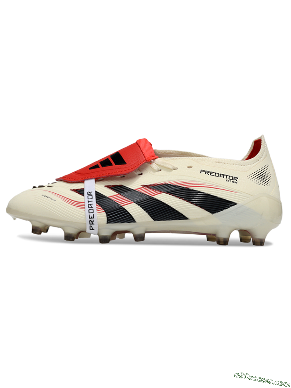 Adidas Predator 25 Elite Foldover Tongue FG Firm Ground Soccer Cleats - White/Black/Red 2
