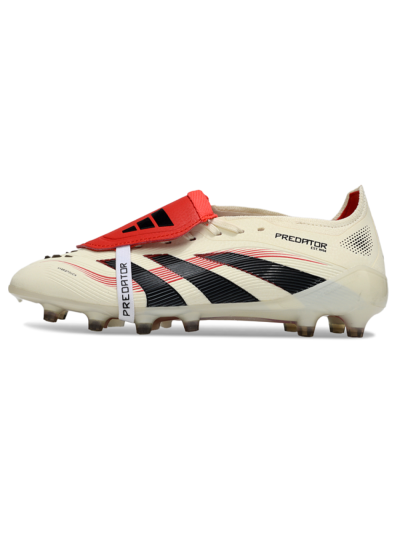 Adidas Predator 25 Elite Foldover Tongue FG Firm Ground Soccer Cleats - White/Black/Red
