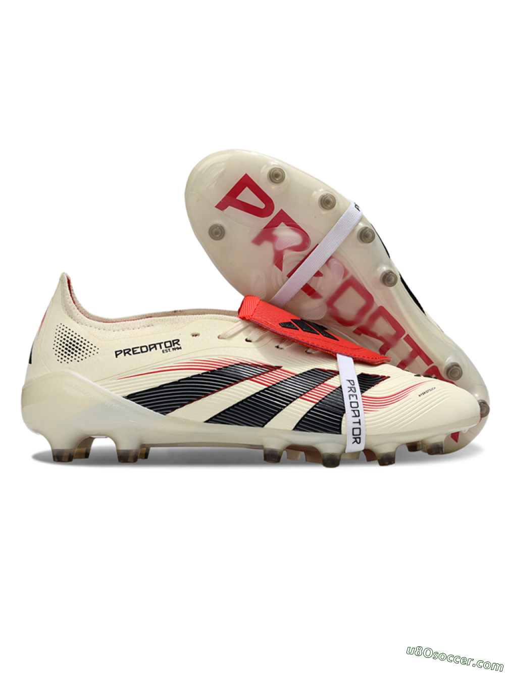 Adidas Predator 25 Elite Foldover Tongue FG Firm Ground Soccer Cleats - White/Black/Red 1
