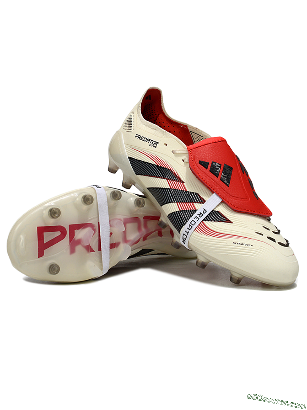 Adidas Predator 25 Elite Foldover Tongue FG Firm Ground Soccer Cleats - White/Black/Red 3