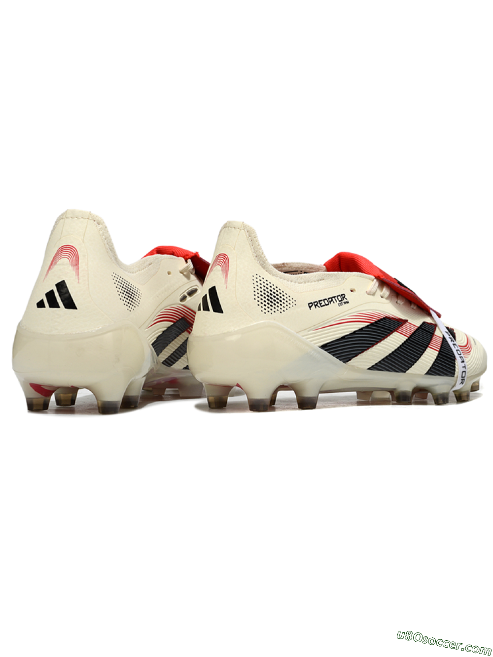 Adidas Predator 25 Elite Foldover Tongue FG Firm Ground Soccer Cleats - White/Black/Red 6
