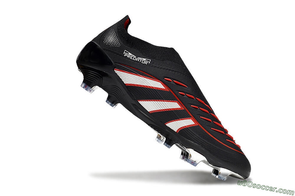 Adidas Predator 25 Elite Laceless FG Firm Ground Soccer Cleats - Black/Silver/Red 4
