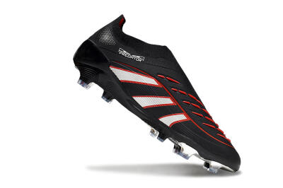 Adidas Predator 25 Elite Laceless FG Firm Ground Soccer Cleats - Black/Silver/Red