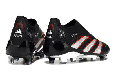 Adidas Predator 25 Elite Laceless FG Firm Ground Soccer Cleats - Black/Silver/Red