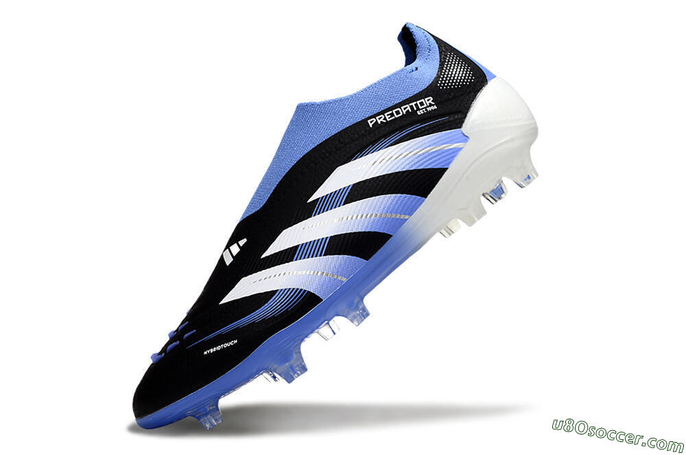 Adidas Predator 25 Elite Laceless FG Firm Ground Soccer Cleats - Black/Blue/White 5