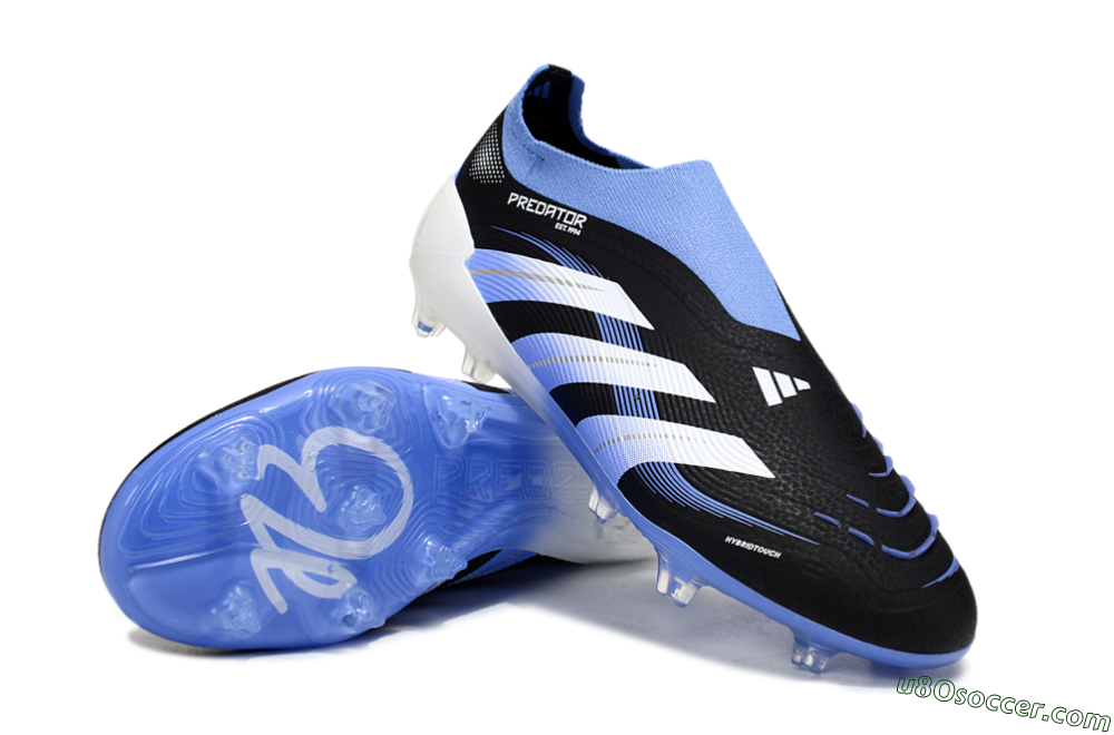 Adidas Predator 25 Elite Laceless FG Firm Ground Soccer Cleats - Black/Blue/White 3