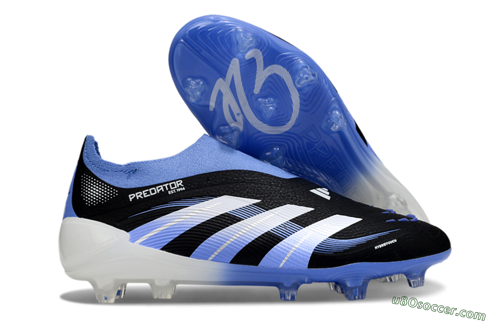 Adidas Predator 25 Elite Laceless FG Firm Ground Soccer Cleats - Black/Blue/White 1
