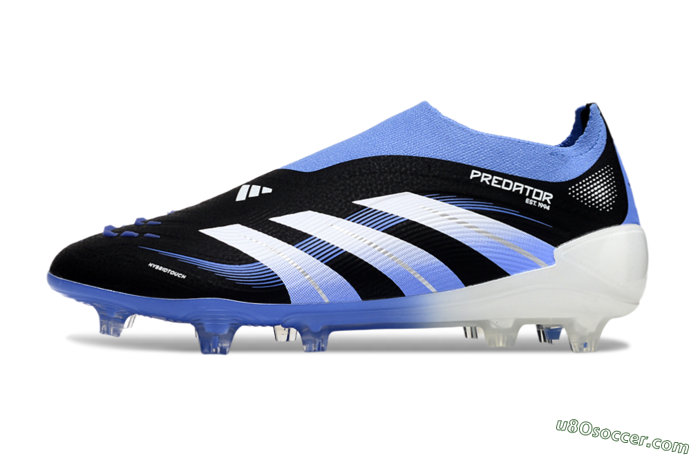 Adidas Predator 25 Elite Laceless FG Firm Ground Soccer Cleats - Black/Blue/White 2