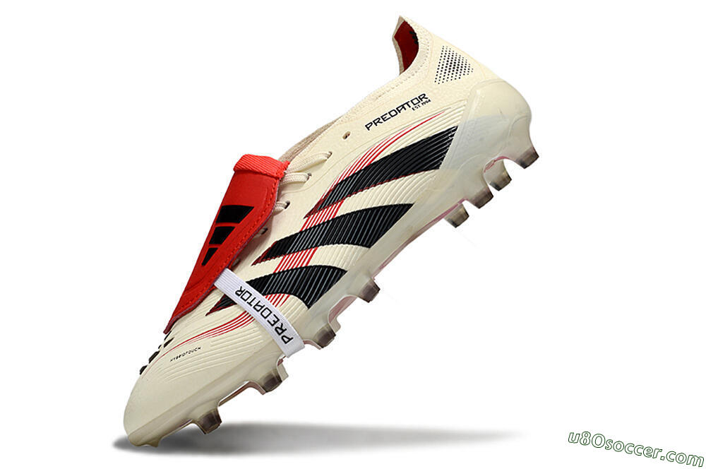 Adidas Predator 25 Elite Foldover Tongue AG Artificial Grass Soccer Cleats - White/Black/Red 5