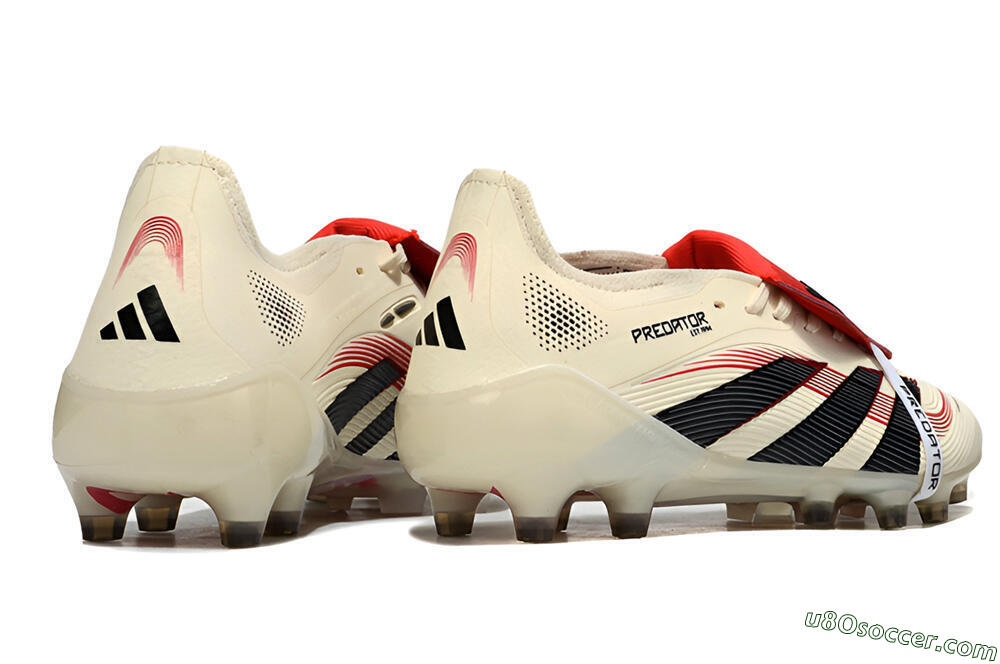 Adidas Predator 25 Elite Foldover Tongue AG Artificial Grass Soccer Cleats - White/Black/Red 6