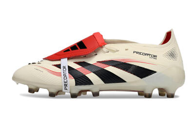 Adidas Predator 25 Elite Foldover Tongue AG Artificial Grass Soccer Cleats - White/Black/Red