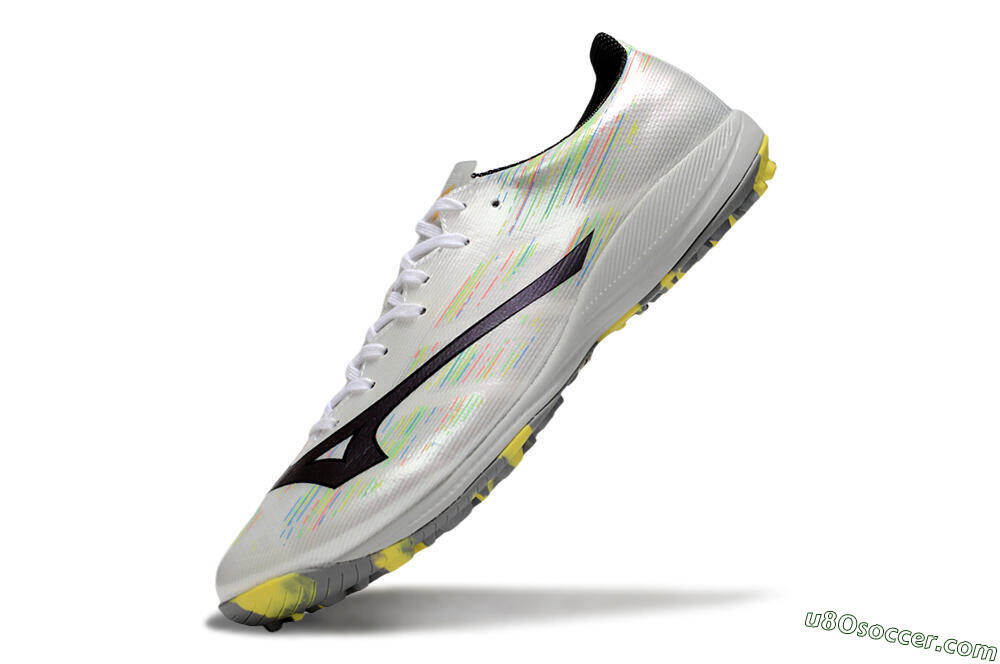 Mizuno Alpha Beta TF Artificial Turf Soccer Shoes - White/Pink/Yellow 5