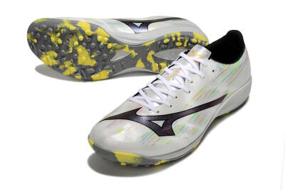 Mizuno Alpha Beta TF Artificial Turf Soccer Shoes - White/Pink/Yellow
