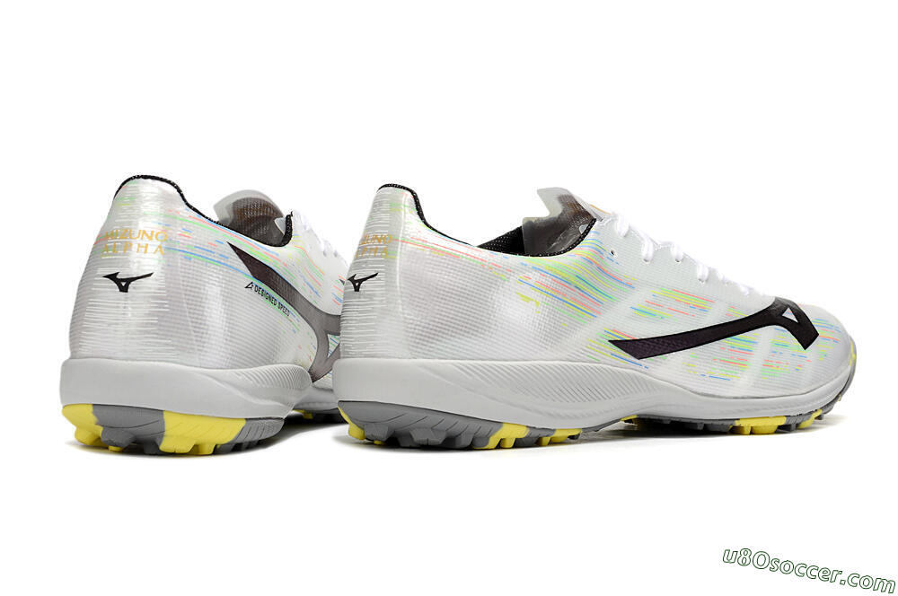 Mizuno Alpha Beta TF Artificial Turf Soccer Shoes - White/Pink/Yellow 6