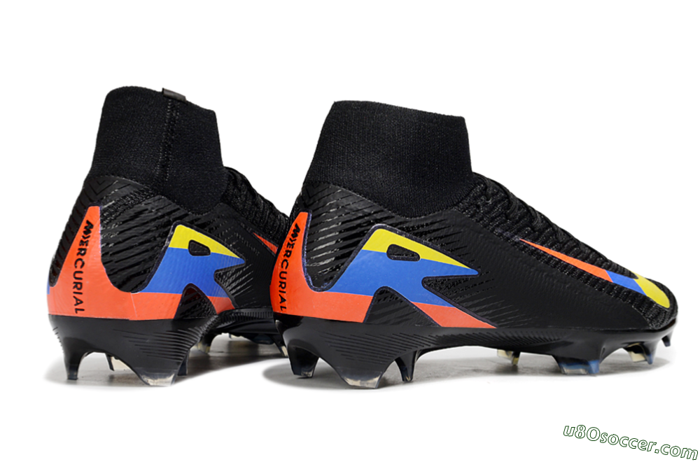 Nike Air Zoom Mercurial Superfly 10 Elite FG Firm Ground Soccer Cleats - Black/Yellow/Blue/Red 6