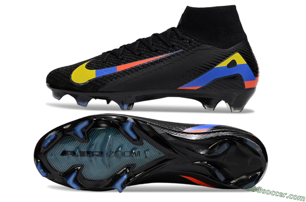 Nike Air Zoom Mercurial Superfly 10 Elite FG Firm Ground Soccer Cleats - Black/Yellow/Blue/Red 0