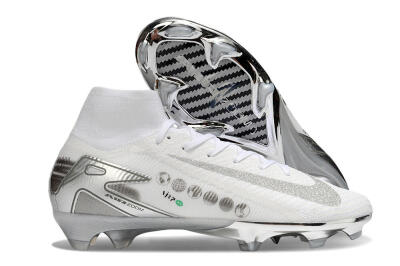 Nike Air Zoom Mercurial Superfly 10 Elite FG Firm Ground Soccer Cleats - White/Silver/Black