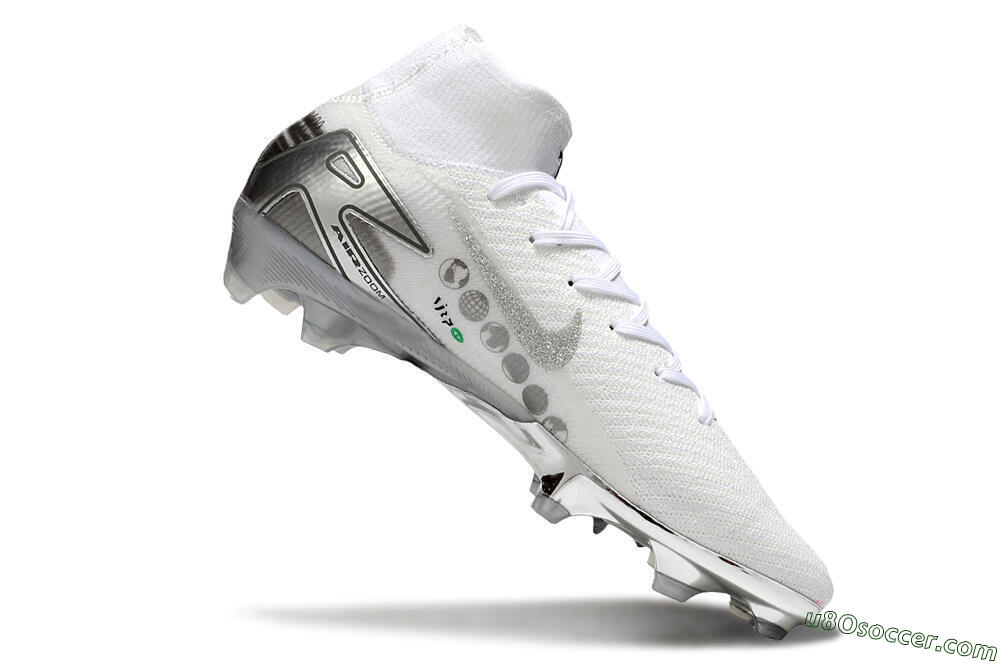 Nike Air Zoom Mercurial Superfly 10 Elite FG Firm Ground Soccer Cleats - White/Silver/Black 4